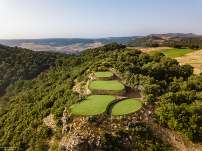 Aerial view of a golf course in Morocco